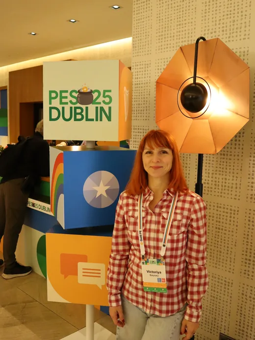 Viktoria Balytska next to the PES25 Dublin summit stand